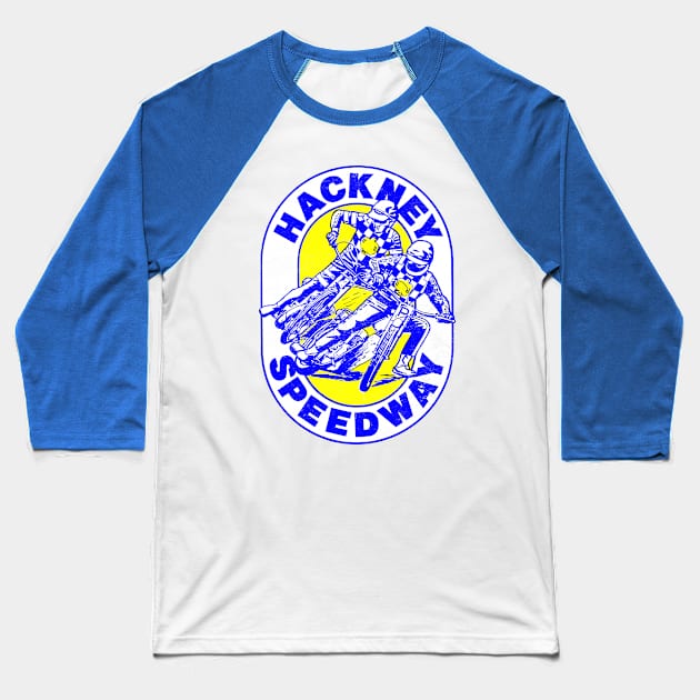 Hackney Speedway 70s Design Baseball T-Shirt by CultOfRomance